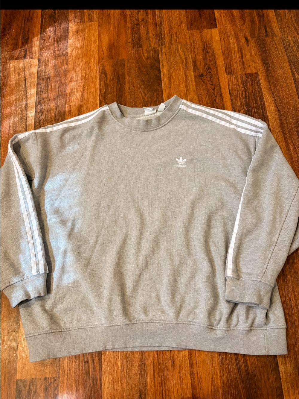 adidas Gray Crewneck Sweatshirt with White Three-Stripes